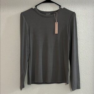 Unlabeled Gray Long Sleeve Ribbed Top